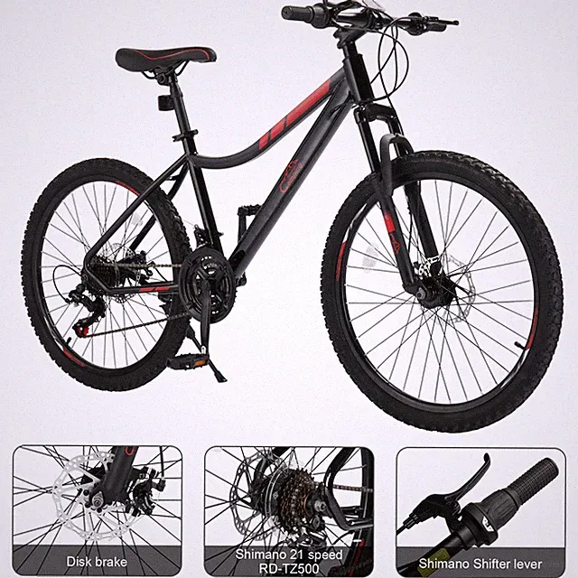 24 inch Tire 21-Speed Mountain Bike Dual Suspension High Carbon Steel