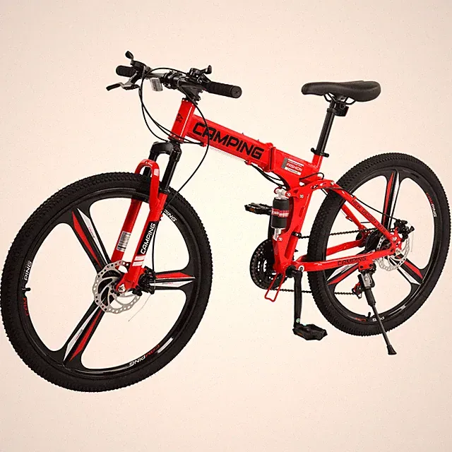 26 inch Folding Mountain Bike, Carbon Steel Frame and 21 Speed,Dual Suspension
