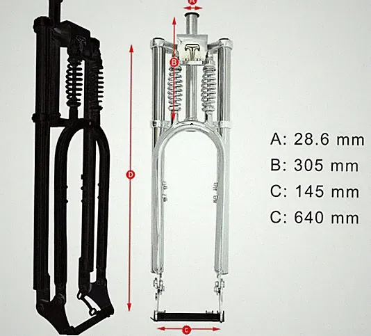 Adjustable 1-1/8" Bike Fork Dual Spring 26"-29" x 3.0 - 4.0 Fork with Disc Mount