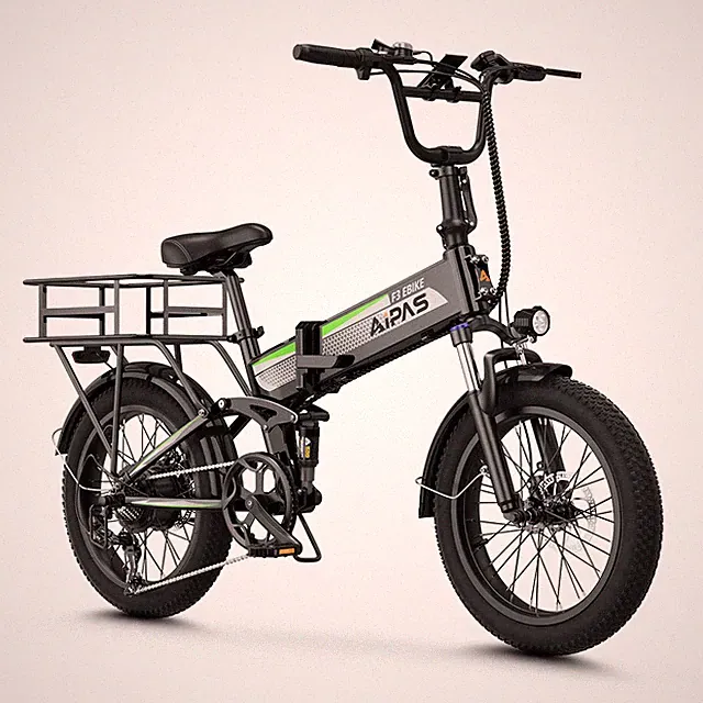 Aipas 1500W Dual Suspension Folding Electric Bike 20" Fat Tire E-Bike Adult