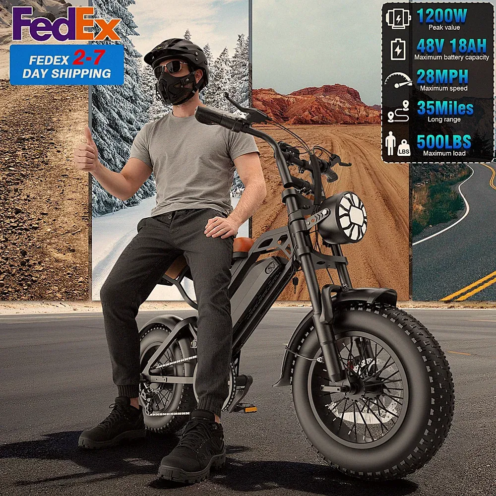 Electric Bike 1200W 48V/18Ah Dual Suspension Fat Tire e bike E Bicycle for Adult
