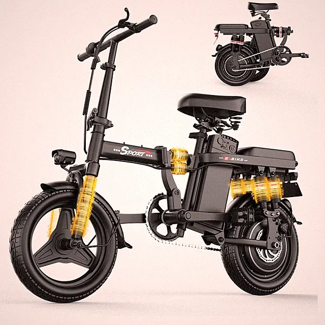 Folding Electric Bike 1200W 45miles Range Lightweight Commuter E-Bike for adults