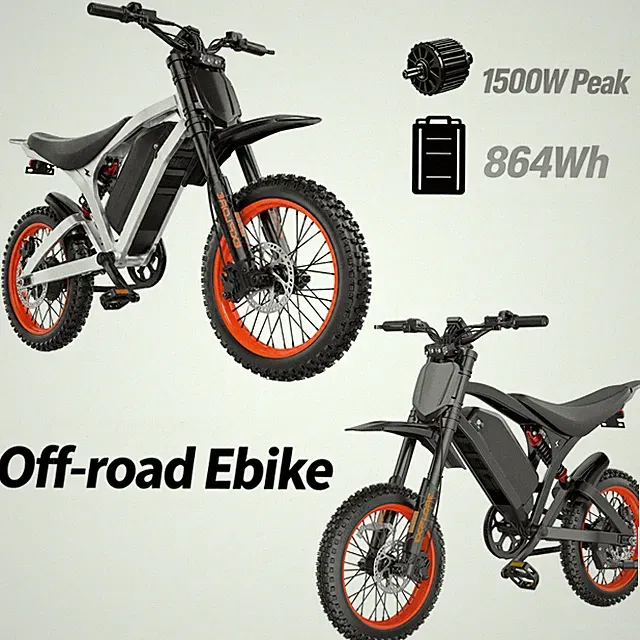 Off-Road Electric Bike, 1500W Peak Power 48V 18Ah Battery 30�C60 Miles EBIKE