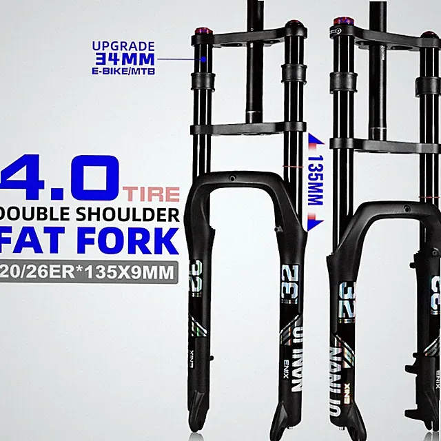 Snow Bike E-bike Double Shoulder Supension Front Fork 20/26*4.0 In 135MM Travel