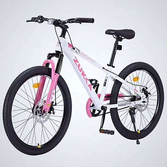 ZUKKA 24" Mountain Bike for Kids 9-12 Dual Disc Brakes Suspension Fork White